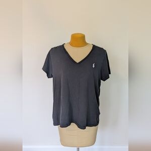 Polo by Ralph Lauren Women's Size XL Black Short Sleeve V Neck Shirt